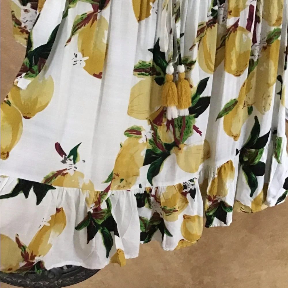 Blue Island Lemon Print Drawstring Off Shoulder Dress/ Cover-up Size XS - Picture 10 of 16